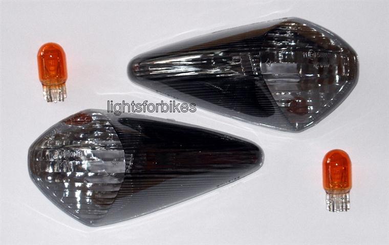 Smoked turnsignals (indicators) fits Honda VFR800, model 98 01 e mark 